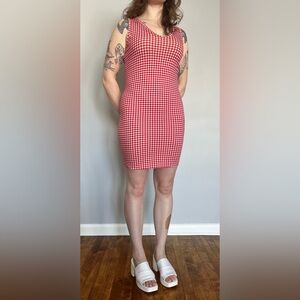 Vintage gingham bodycon mini dress